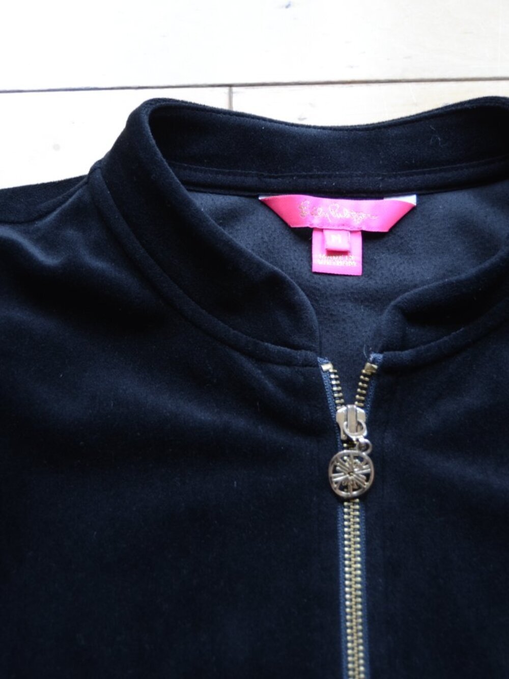 Lilly Pulitzer Evanna Velour Zip-Up Jacket Size M Black - Picture 6 of 9